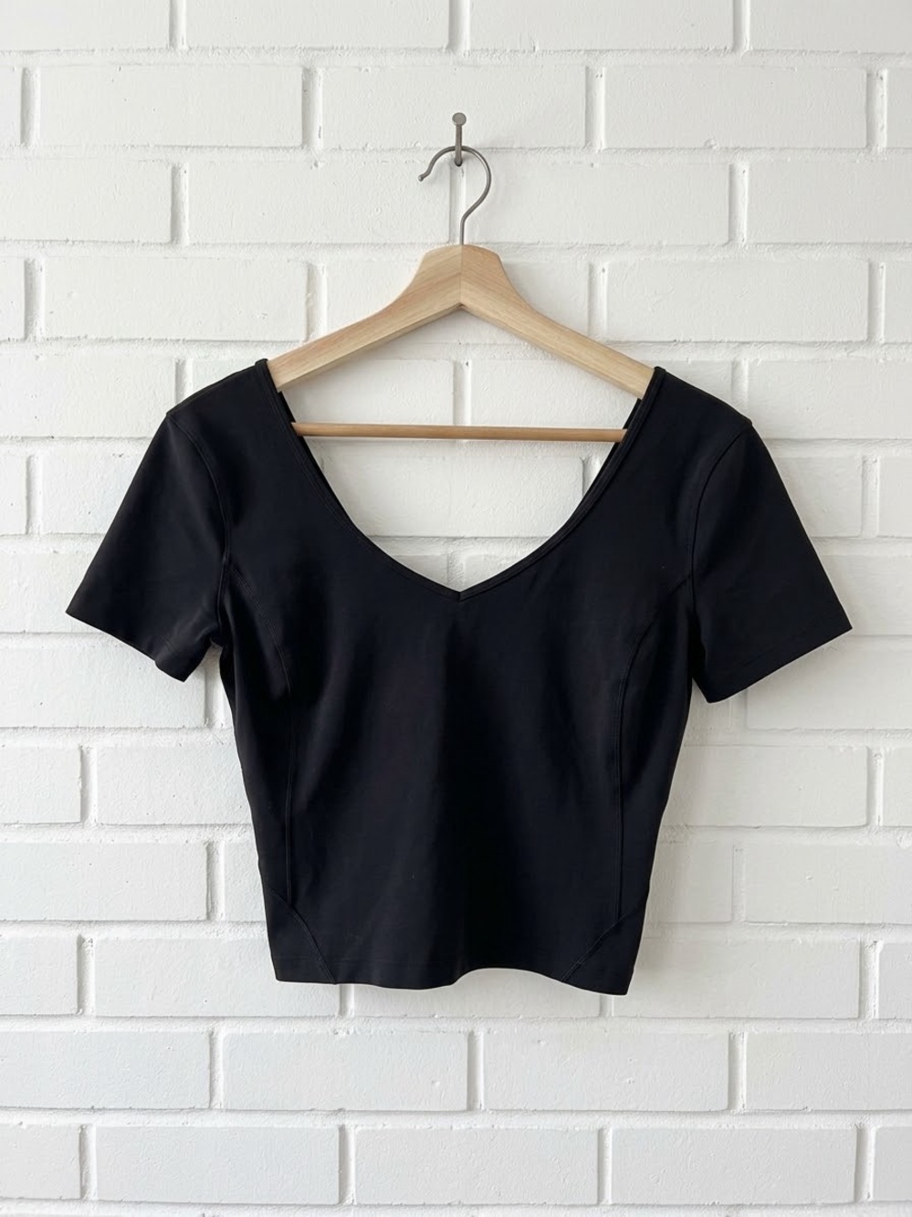 Lululemon Align Short-Sleeve Crop Top Black V-Neck Scoop Back